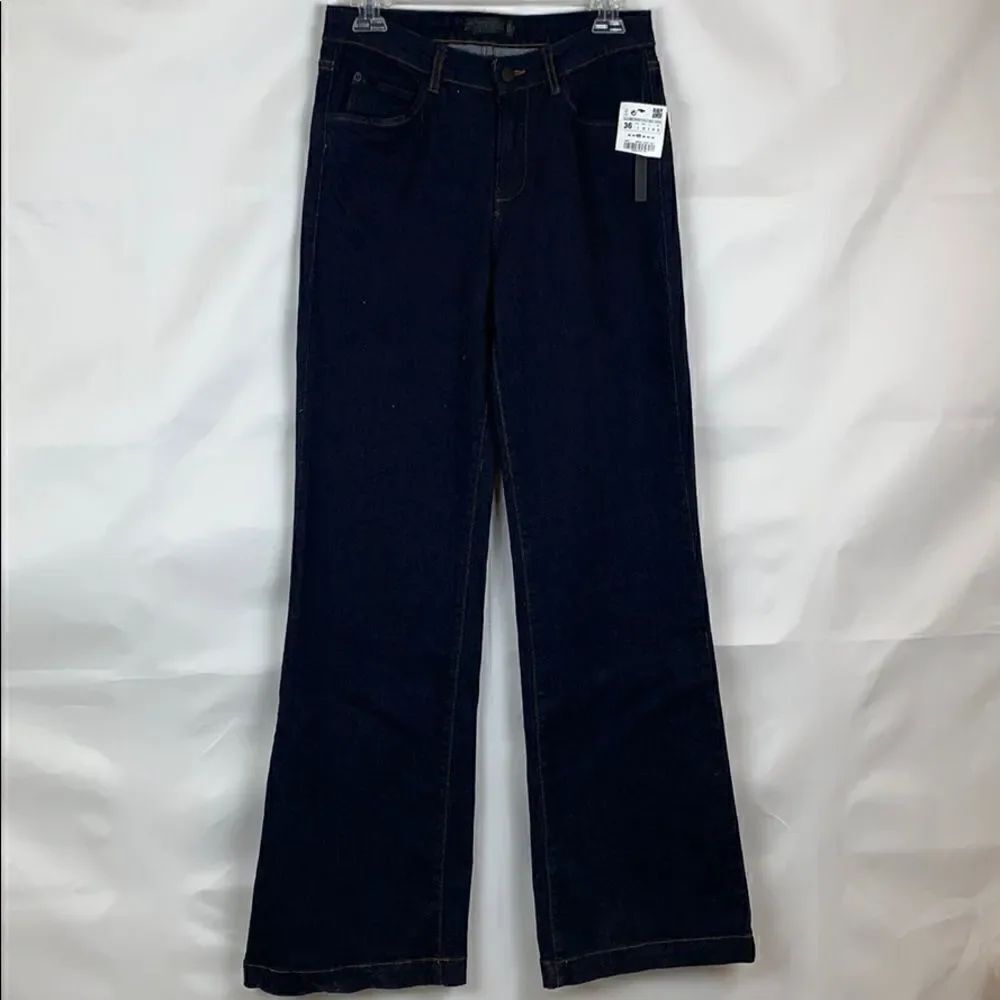 Zara Trafaluc wide leg high rise dark wash jeans